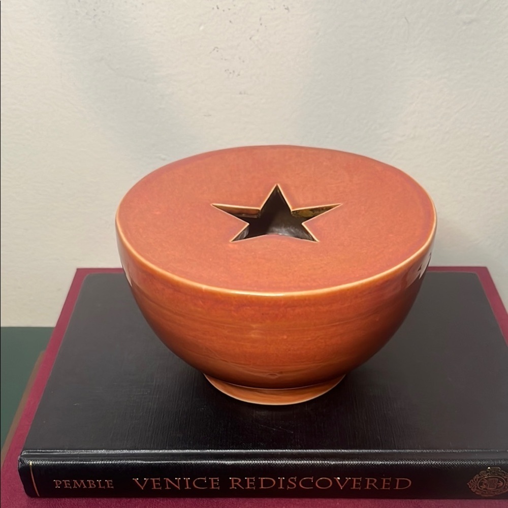 Coral Handmade Pottery Star Cutout Flower Vase